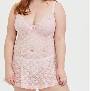 Torrid Light Pink Lace Underwire Babydoll Size 18/20